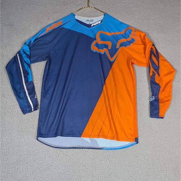 Fox Racing Motocross Jerey Mens Large Orange Blue Long Sleeve Racing - Picture 1 of 6